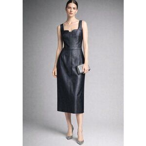 LOB Metallic Denim Midi Bodycon Dress size M